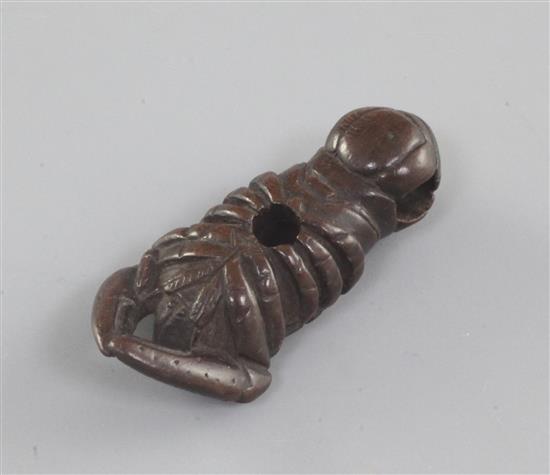 A Japanese hardwood netsuke of a lobster, 19th century, 5.5cm